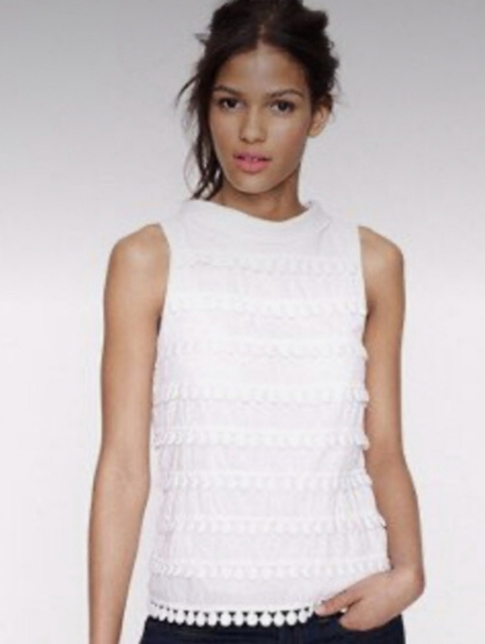 NWT J. Crew Collection White Cotton Sleevless Shell